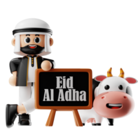 3d personnage content eid Al adha pose png