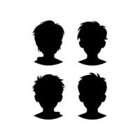 Silhouette of a boy. The side of the child's head. vector