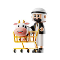 3d Character Buying A Cow Pose png