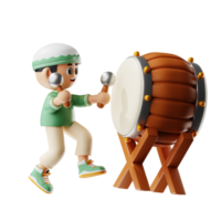 3d Character Boy Playing Drums Pose png