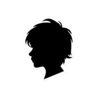 Silhouette of a boy. The side of the child's head. vector