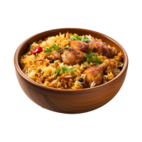 une bol de poulet biryani isolé sur transparent Contexte png