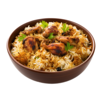 une bol de poulet biryani isolé sur transparent Contexte png