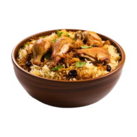 ein Schüssel von Hähnchen Biryani isoliert auf transparent Hintergrund png