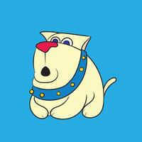 cute dog sitting with a blue collar facing forward cutely vector