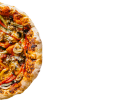 oben Aussicht von Margherita Pizza auf transparent Hintergrund. neapolitanisch Pizza mit Gewürze, Tomaten und Mozzarella Käse. Pizza mit Mozzarella Käse, Tomate Soße, Spinat auf dick Teig. png