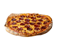 klassisk pepperoni gott pizza isolerat på en transparent bakgrund .mall med utsökt smak pepperoni pizza, mozzarella ost .neapolitansk pizza med kryddor, tomater och ost mozzarella png