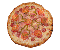 Pizza mit Käse isoliert auf transparent Hintergrund. Margherita Pizza oben Sicht. frisch hausgemacht Italienisch Margherita Pizza mit Büffel Mozzarella und Basilikum. neapolitanisch Pizza mit Gewürze, Tomaten png