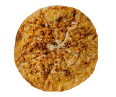 oben Aussicht von Margherita Pizza auf transparent Hintergrund. neapolitanisch Pizza mit Gewürze, Tomaten und Mozzarella Käse. Pizza mit Mozzarella Käse, Tomate Soße, Spinat auf dick Teig. png