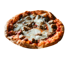 lecker Pizza Margarita auf transparent Hintergrund .frisch hausgemacht Italienisch Pizza Margherita mit Büffel Mozzarella und Basilikum .neapolitan Pizza mit Gewürze, Tomaten und Käse Mozzarella png