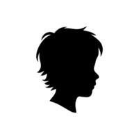 Silhouette of a boy. The side of the child's head. vector