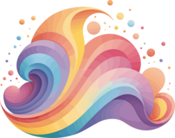 colorful rainbow waves, abstract clipart for baby shower decoration, nursery, summer, imagination, pride month, pastel watercolor, gradient colors, love, celebration, homosexuality, LGBT, sea, shape png