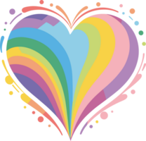 vistoso arco iris corazón resumen clipart para orgullo mes, pastel acuarela, degradado colores, amar, celebracion, homosexualidad, lgbtq, bebé ducha decoración, guardería, decoración, verano, pegatina png