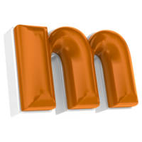Chocolate alphabet font m 3d render png