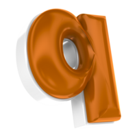 Chocolate alphabet font q 3d render png