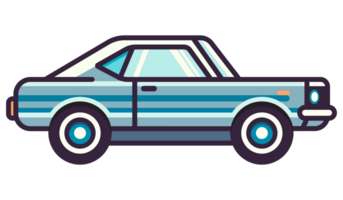 Vintage blue car icon. retro automobile illustration. png