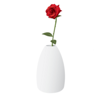 ramo de flores de rojo Rosa flor en blanco cerámico florero aislado minimalista gráfico ilustración. png