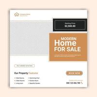 Real estate home sale social media post design, modern elegant home sale web banner template design vector