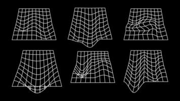 3D wireframe models of objects Network line. Geometric shapes atmosphere future. Retro futuristic design for technological or scientific element. illustration. vector