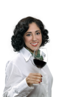 sommelier fille avec sa verre de rouge du vin sur neutre Contexte png