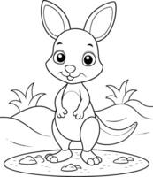 Simple Kangaroo Coloring Page for Kids - Cute and Easy vector