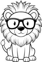 Lion with Sunglasses Coloring Page for Kids - Fun and Simple vector