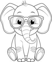 Elephant with Sunglasses Coloring Page for Kids - Fun and Adorable vector