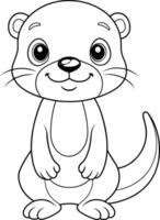 Simple Otter Coloring Page for Kids - Adorable and Easy vector