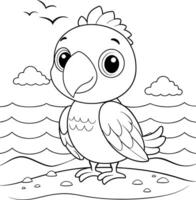 Simple Parrot Coloring Page for Kids - Cute and Easy vector