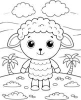 Simple Sheep Coloring Page for Kids - Cute and Easy vector