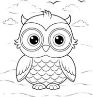 Simple Owl Coloring Page for Kids - Cute and Adorable vector