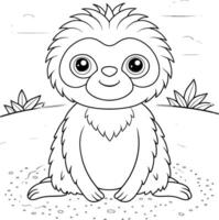 Simple Sloth Coloring Page for Kids - Adorable and Easy vector