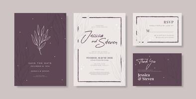 Beautiful navy and white wedding invitation template with beautiful eucalyptus vector