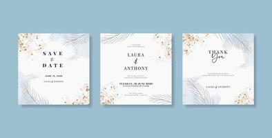 Beautiful wedding invitation template with watercolor background vector