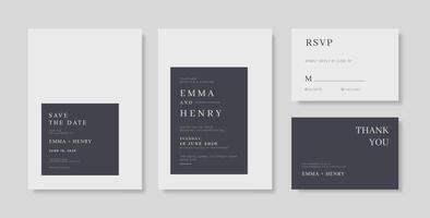 Beautiful navy and white wedding invitation template with beautiful eucalyptus vector