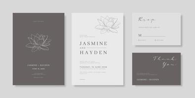 Beautiful navy and white wedding invitation template with beautiful eucalyptus vector