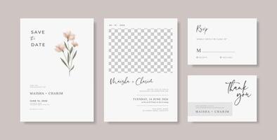 Beautiful and elegant wedding invitation with watercolor flower vector