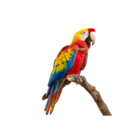 Vibrant Macaw Parrot on Branch png