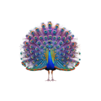 Vibrant Peacock with Fanned Feathers png