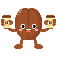 Funny coffee bean Holding Coffee Cup png