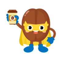 engraçado café feijões super herói mascote png