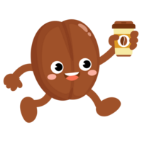 Funny coffee bean Holding Coffee Cup png