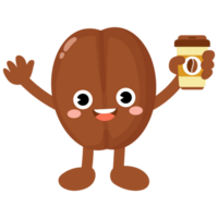 Funny coffee bean Holding Coffee Cup png