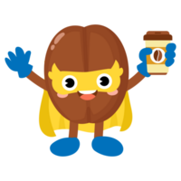 Funny Coffee beans super hero mascot png