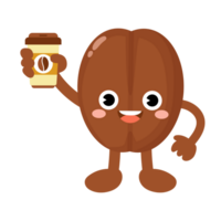 engraçado café feijão segurando café copo png