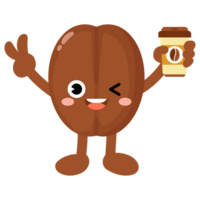 Funny coffee bean Holding Coffee Cup png