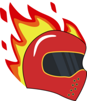 il rosso casco motociclo nel fiamma. piatto modello design. png