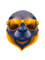 une dessin animé loutre portant des lunettes de soleil sur une transparent Contexte png