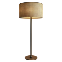 A lamp with a brown shade on a wooden base transparent background. png