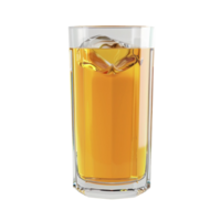 A glass of orange juice with ice on the side transparent background. png